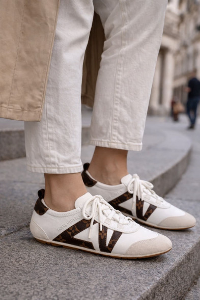 Женские кеды Louis Vuitton Sneakerina German Army White/Brown 