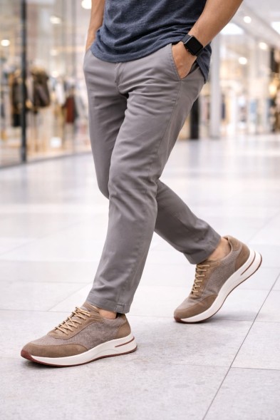 Мужские кроссовки Loro Piana Textile Sneakers Brown