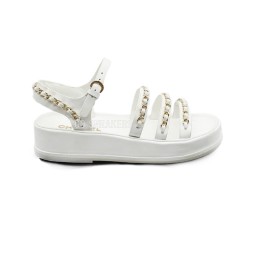 Chanel Sandals Chains White