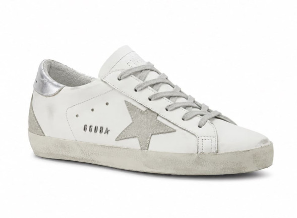 Женские кеды Golden Goose Super-Star With Silver Heel Tab and Metal Stud Lettering