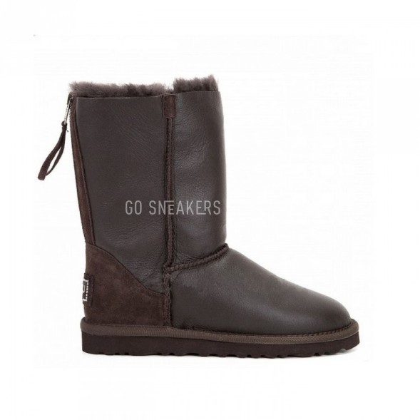 Женские короткие угги на молнии Short Zip Metallic Chocolate