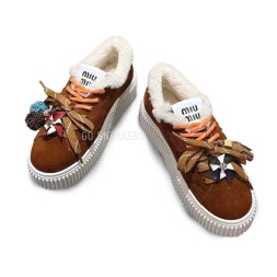 Miu Miu Winter Sneakers Platform Suede Brown