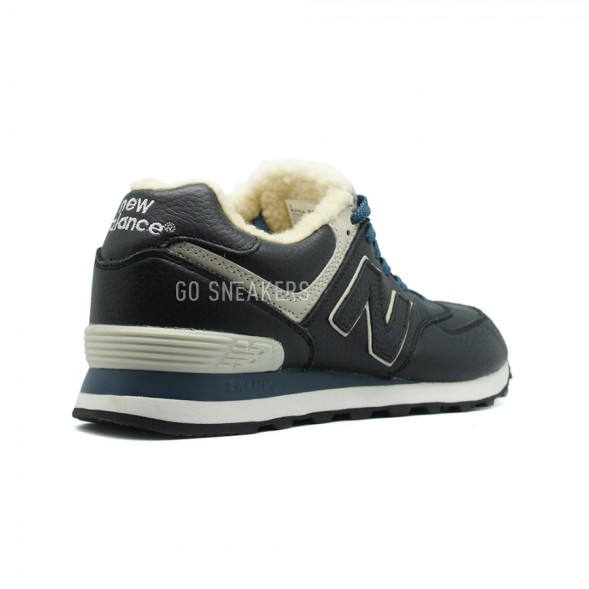 Мужские зимние кроссовки New Balance 574 Navy Leather