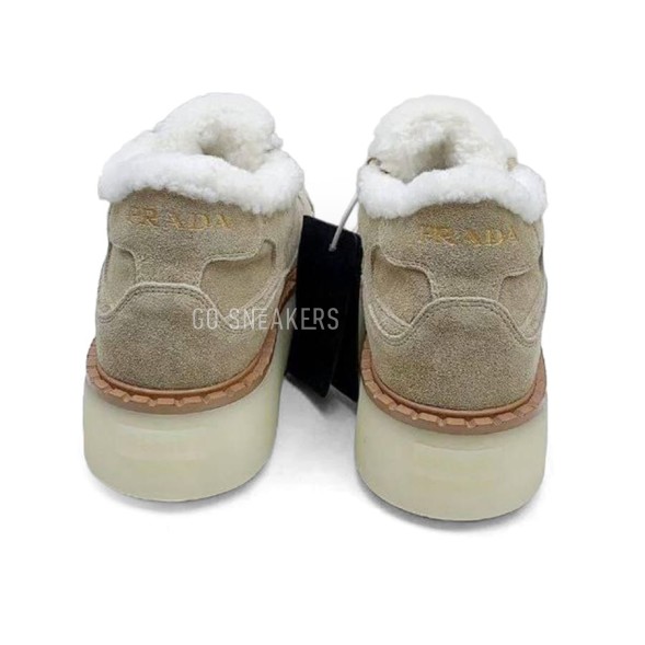 Женские зимние кроссовки на платформе Prada Platform Suede Winter Sand
