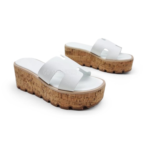 Женские шлепки Hermes Flip-flops Wood White