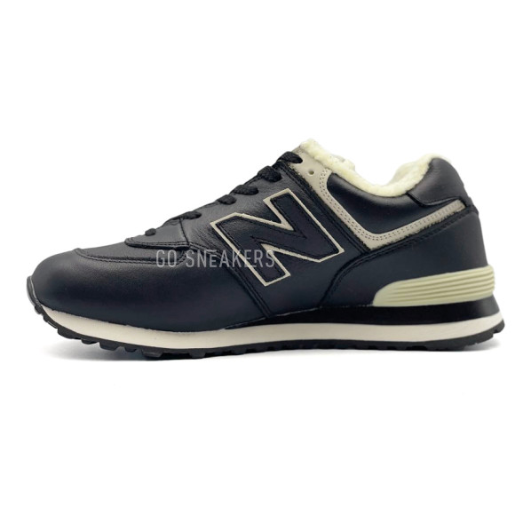 Мужские зимние кроссовки New Balance 574 Black Leather Winter