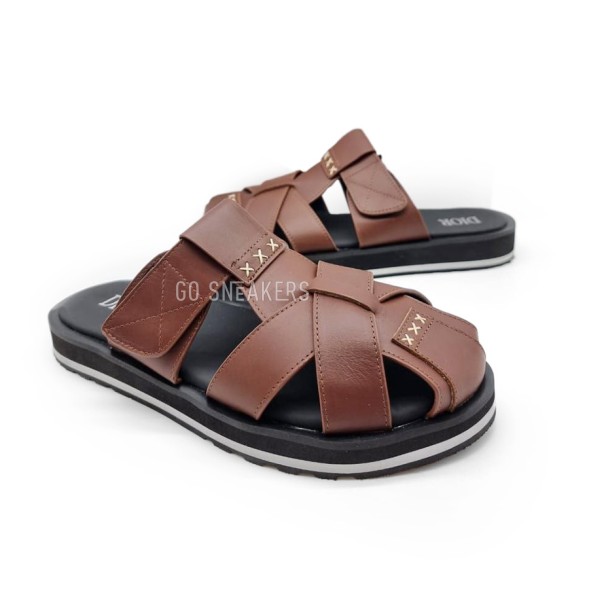Мужские сандалии Dior Flip-flop Leather Chocolate