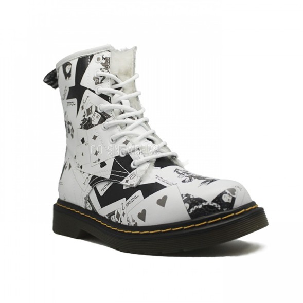 Женские ботинки с мехом Dr. Martens White/Black