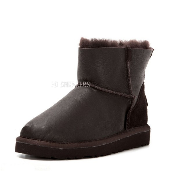 Женские мини угги на молнии Mini Zip Metallic Chocolate