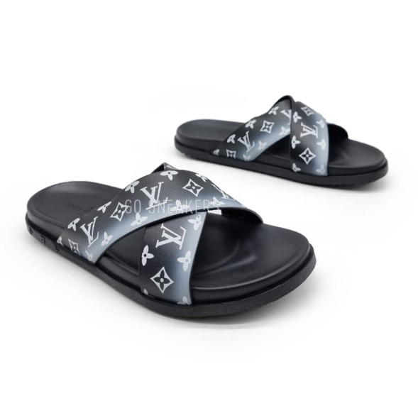 Мужские шлепки Louis Vuitton Flip-flops White/Black Logo